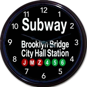 New York City Brooklyn Bridge City Hall Station Subway Sign Wall Clock New 10" - Picture 1 of 1