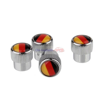 4pcs Germany DE Deutsches Metal Chrome Wheel Tire Valve Stems Caps For Audi A4  - Image 1 of 4
