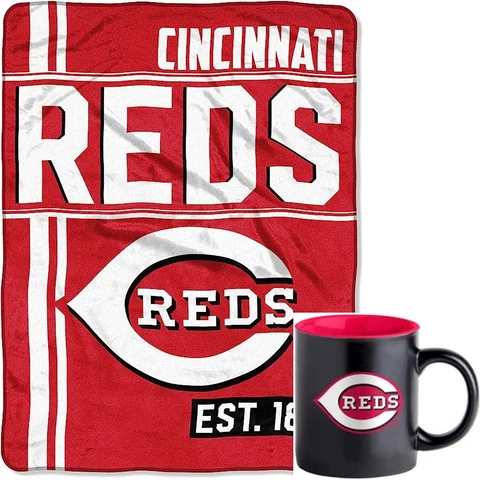 Warm & Cozy Baseball Bundle Coffee Mug and Plush Blanket (Cincinnati Reds) Cover