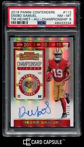 2019 Panini Contenders Team Helmet Rare Gold Auto #113 Deebo Samuel RC /10 PSA 8 - Picture 1 of 2