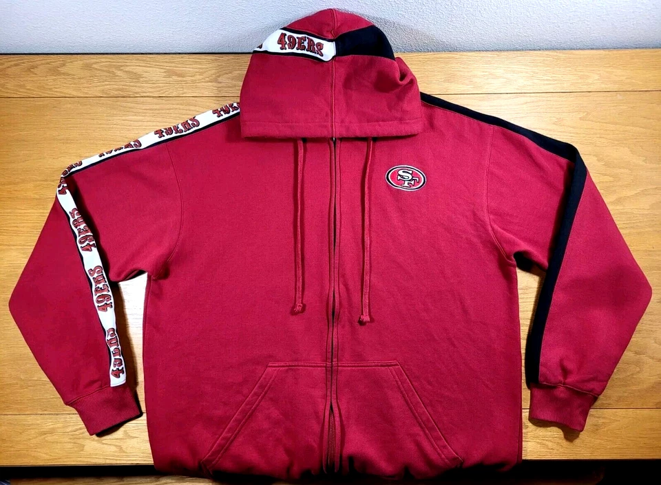 San Francisco 49ers Sudadera con Capucha Para Hombres 2XLT Rojo Negro Adulto Suéter Sudadera Cremallera Completa Foto 1 de 4