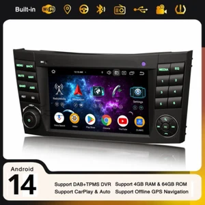 Android 14 DAB+ Autoradio Navi Mercedes Classe CLS/E W211 W219 CarPlay Wifi 64GB - Imagen 1 de 24