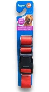 Dog Collar Size Large Red Adjustable Nylon 1” x 16”-26” DURABLE Aspen Pet - Picture 1 of 9
