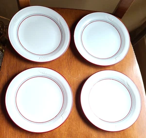 Corning Pyroceram rot grau Band geprägt Salatteller Posten 4 USA 7 1/8" - Bild 1 von 5