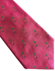 ROBERT TALBOTT Corbata de Seda para Hombre Diseñador Rosa Vibrante Tropical Palmeras Inglaterra - Imagen 1 de 10