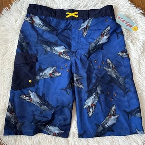 Cat & Jack from Target Boys Sharks and Pizza Slices Blue Swim Trunks Size XL NEW - Picture 1 of 11