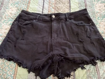 Angel Kiss Denim Collection Women's Black Denim jean Cutoff Shorts Size 15 / 32 - Image 1 of 4