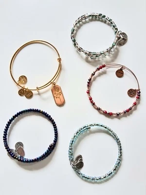 5 ALEX & ANI BRACELET LOT-glass Beads, Crystal, Charm-USA-Infused Energy Tech-EX - Image 1 of 4