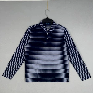 J McLaughlin Shirt Mens Small Blue Striped Polo Classic Pima Preppy Nautical - Picture 1 of 12