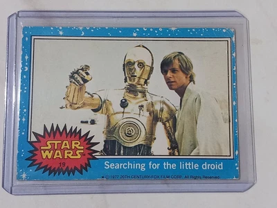 Star Wars 1977 Topps Card Blue Series 1  Luke C-3PO No. 19 Original 💥 - Image 1 of 2