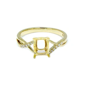 Anillo Cojín Alargado 8x6mm Semi Montaje en Oro Amarillo 14k Con Diamantes (54775) - Imagen 1 de 5