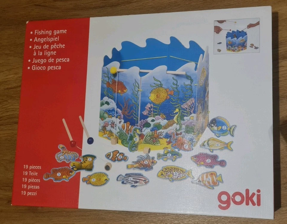 Goki Angelspiel Magnet Holz Spiel Fische Angeln Fischfang Kinderspiel - Bild 1 von 1