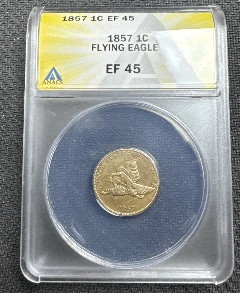 1857 FLYING EAGLE CENT ANACS XF45 - Image 1 of 4