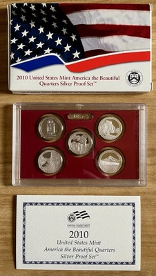 2010-S US Mint America The Beautiful Silver Quarters Proof Set Box COA 0.91 ozt! - Image 1 of 2