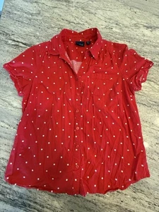 gloria vanderbilt Blouse Polkadot Size M Red - Picture 1 of 10