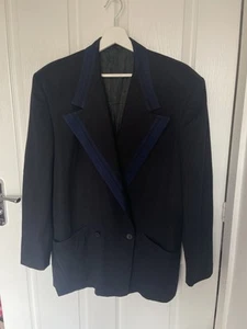 Gianni Versace Men Vtg Black & Blue  Wool Blazer Jacket Alias S.p.a 1973 IT46 - Picture 1 of 23
