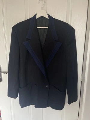 Gianni Versace Men Vtg Black & Blue  Wool Blazer Jacket Alias S.p.a 1973 IT46 - Image 1 of 4