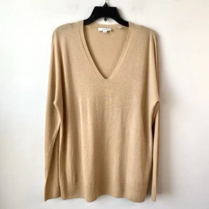 Vince Wool Cashmere Blend V-Neck Lightweight Sweater Tan M - Picture 1 of 8