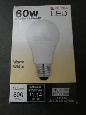 UTILITECH 60W LED LIGHT BULB WARM WHITE - Image 1 of 2