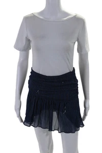 Etoile Isabel Marant Womens Textured Ruffle Zip Ruched Mini Skirt Blue Size EUR - Picture 1 of 7