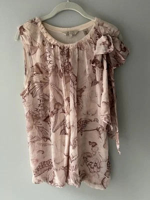 Ted Baker London розовый персик шифоновое бант без рукавов Майка блузка размер 4 фея - Изображение 1 из 4