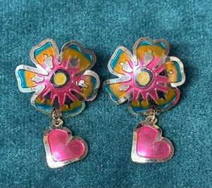 Orecchini vintage floreali brillanti con goccia cuore traforato 2 mani 1-1/2" - Foto 1 di 4