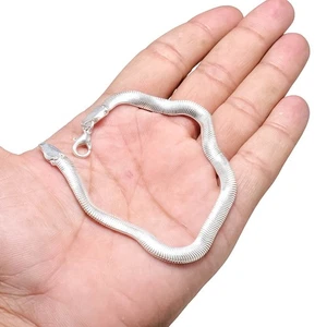 Massives 925 Silber Schlangenkette Armband - Karabinerverschluss - Unisex Modeschmuck - Bild 1 von 6