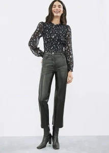 Aritzia Wilfred Melina klassische schwarze vegane Kunstlederhose hoher Bund Gr. 2 - Bild 1 von 11