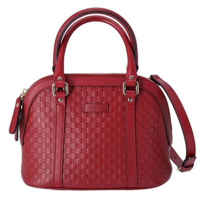 Bolsa de mão GUCCI Guccissima Micro GG cúpula pequena 449654 couro vermelho - Imagem 1 de 4