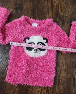 Suéter panda difuso rosa infantil Girls Wonder tamanho 18M usado - Imagem 1 de 4