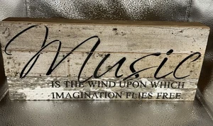 Music Is The Wind Upon Which Box Sign Second Nature by Hand Made in USA 04 - Picture 1 of 11