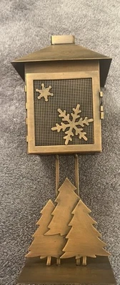 Vintage Acabamento Bronze Malha Metal Pássaro Casa Estilo Árvores Flancos de Neve Luz de Chá 11” - Imagem 1 de 4