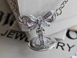 Vivienne Westwood Octavie Silber Schleife Choker Halskette Perlmutt Steine - Bild 1 von 11
