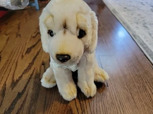 FAO Schwarz Pug Dog 11” Red Collar Brass Doggy Puppy Animal Plush Toy Realistic - Picture 1 of 12