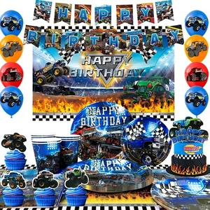 Monster Truck Birthday Party Supplies,Monster Truck Decorations balloons Plates - Picture 1 of 10
