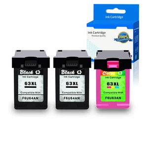 2x tinta negra + 1x color 63XL para HP Officejet 3830 3831 3832 3834 4650 todo en uno - Imagen 1 de 6