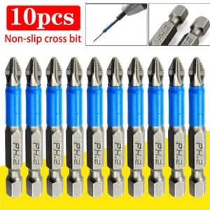 10x 1/4 Zoll Sechskantschaft Magnet PH2 Schraubendreher Bohrer Bit Anti-Rutsch Handwerkzeug Set - Bild 1 von 8
