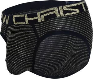 Slip a righe Andrew Christian Glam con nero quasi nudo/oro 92098 da uomo nuovo con etichette - Foto 1 di 1
