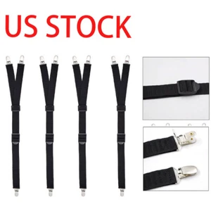 4Pcs Y-SHAPE RUGGED DESIGN SHIRT STAYS, BLACK, EXTRA COMFORTABLE MILITARY GRADE - Picture 1 of 9