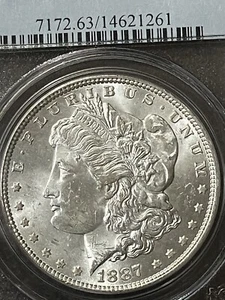1887-P PCGS MS63 Morgan Argento Dollaro Scoppio Bianco Grande Appello Occhio - Foto 1 di 3