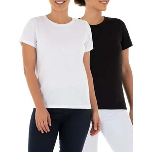 Pack of 2 Time and Tru Shirt Women's 3XL Black White Short Sleeve Crew Neck Tee - Picture 1 of 10