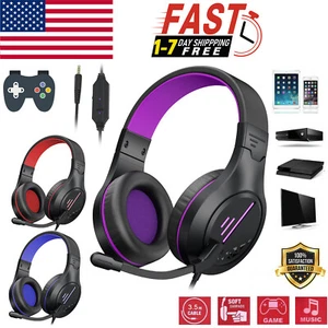 Stereo Gaming Headset with mic for PS4 PC Xbox PS5 Controller, Noise Cancelling - Picture 1 of 6