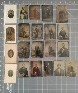 Lotto (21) Antiche Foto Tipo Latta Uomo Giovane Uomo Ragazzi - Foto 1 di 8