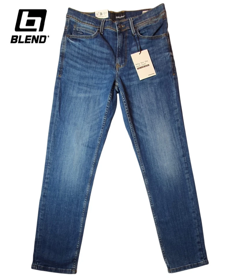 NUEVO Pantalones de mezclilla de pierna recta azul mezcla para hombre talla W30 L30 calce regular Foto 1 de 4