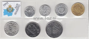 SAN MARINO SET 1973 - 7 coins 1973 (1, 2, 5, 10, 20, 50, 100 LIRE) UNCIRCULATED - Picture 1 of 5