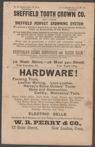 VINTAGE AD FOR PERRY HARDWARE & SHEFFIELD, RICHMOND & SHEFFIELD DENTISTS - Picture 1 of 1