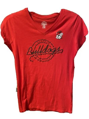 Girls Georgia Bulldogs Shirt, XL (14/16), Red, V-Neck, New with Tags - Image 1 of 4
