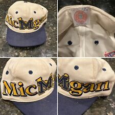 Vintage 1990s Michigan Wolverines Logo 7 Large Embroidered Snapback Hat Cap RARE