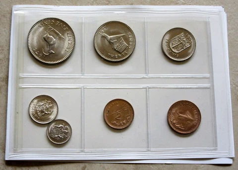 RHODESIA 1970 - 1977 LAST ISSUE 7 COINS SET, ALL UNC Cover