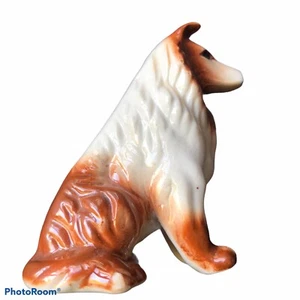 "Estatuilla Collie de porcelana vintage 3"" de alto abrigo crema miel" - Imagen 1 de 6